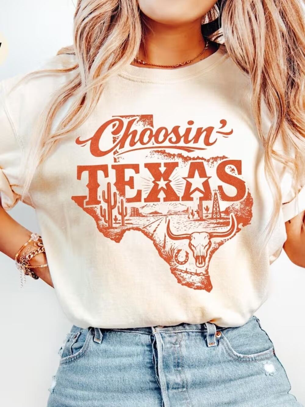 Choosin Texas T Shirt 2XL New Crew Cotton Unisex Soft Austin White Orange Logo